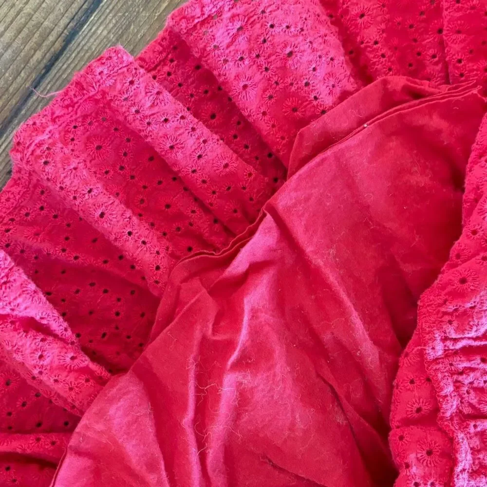 Oshkosh Genuine Kids B Boho Sundress Coral Red Eyelet Lace Tiered Dress Size 2T